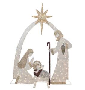 6 Ft Outdoor Lighted Nativity Scene Decoration, 250 LED Lights, Illuminated Star, Boxed, Home Accents
