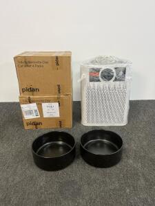 Air Purifier, Black Ceramic Dog Dish, 2 4Pk Tofu & Bentonite Clay Cat Litter