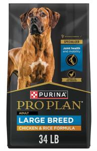 Purina Pro Plan Large Breed Chicken & Rice Adult Dry Dog Food, 34 lb, High Protein, Joint Support