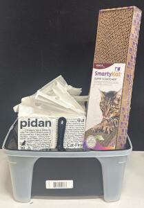 IRIS USA Cat Litter Box Set, Pidan Tofu & Clay Litter, 4 SmartyKat Scratchers , Scoop Included
