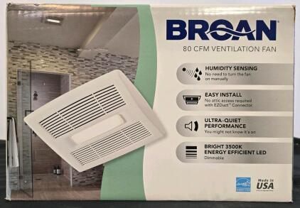 Broan CST80SL 80 CFM Ventilation Fan, LED, Humidity Sensing, 0.7 Sones, Energy Star