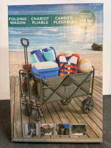 Folding Wagon, Steel Frame, 300 lb Capacity, All-Terrain Wheels, Telescoping Handle, Art 1654509