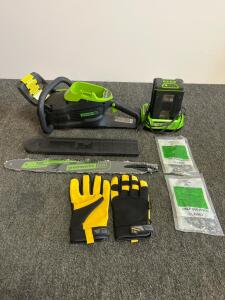 Greenworks Pro 80V 18" Brushless Cordless Chainsaw Kit, Battery & Charger, 2 Chains, Gloves