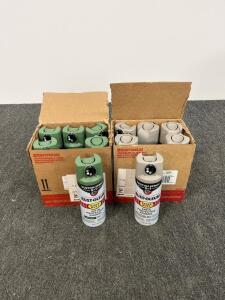 Rust-Oleum Stops Rust Satin Protective Enamel Spray Paint, Earthy Green & Stone Gray, 12Oz, 12 Cans