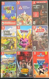 Nintendo Switch Game Lot: Tetris 99, Goose Game, FNAF, Farming Sim 20, Spyro, 4 Others, Cases