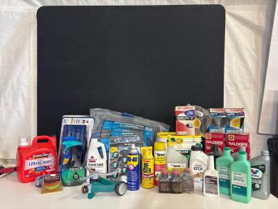 Mixed Lot of Household, Automotive, and Garage Maintenance Supplies, Multi-Brand