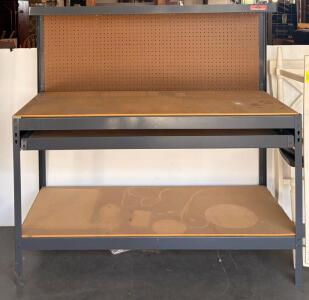 Gorilla Rack Industrial Workbench, 60x25x36", Pegboard & 2-Shelf, Steel Frame, High Capacity