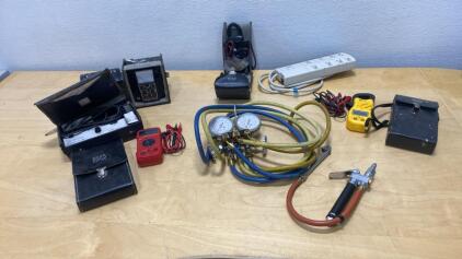 Yellow Jacket HVAC/R Manifold Gauge Set, 3 Hoses, Test Meters, Multimeter, Clamp Meter and More