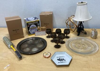 Vintage Silver-Plated Goblet & Tray Set &ndash; 7 Pieces, Mid-20th Century- Blankets- and More