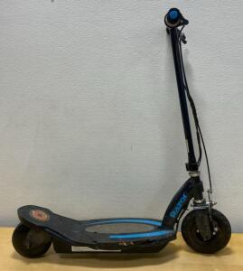 Razor E100 Electric Scooter, Black/Blue, 100W Motor, 10 mph, 120 lb Capacity, Pneumatic Front Tire- No Cord - Unable to Test