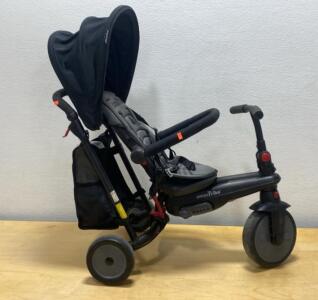 smarTrike Convertible Toddler Tricycle Stroller, 3-Point Harness, Canopy, Storage Bag, Black/Grey