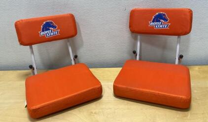 Boise State Bronco Stadium Seats, Orange, Folding Steel Frame w/ Bleacher Hooks, Set of 2