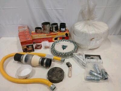 Assorted Home Improvement Lot: IKEA Brackets, Malibu Lights, Plumbing Fittings, Tools
