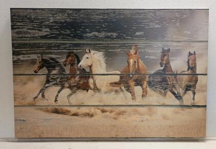 Large Canvas Wall Art Print - Running Horses, Rustic Western D&eacute;cor, 48"x32", Ready to Hang
