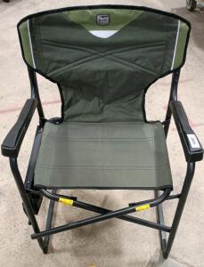 Timber Ridge Folding Director&rsquo;s Chair with Side Table, Green/Black, 300 lb Capacity, Cup Holder