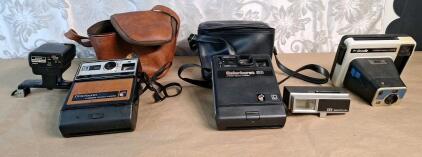 (1) Vintage Kodak Colorburst 100 Instant Camera W/ Case & Flash, (1) Vintage Kodak Colorburst 50 Instant Camera W/ Case & Flash & (1) Kodak The Handle Instant Camera