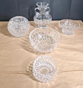 (5) Pieces Of Assorted Cut Lead Crystal Glassware