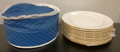 Lenox Hannah Gold Bone China Dinner Plate Set, 11 Pieces, 10 7/8" Diameter, with Storage Case