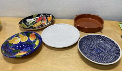 Bolesławiec Polish Pottery Large Serving Bowl, Pattern 83, 12" Diameter- Platters