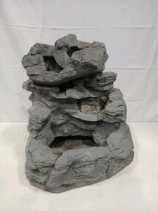 Tiered Artificial Rock Fountain, Approx. 3 ft H, 3 Tiers, Gray Stone Finish