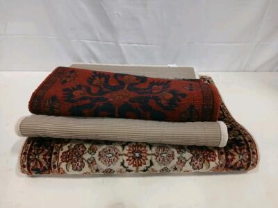 3 Area Rugs Assorted: Persian Floral, Solid Beige, Red Tribal, Sizes 6'x4', 5'x3', 3'x2'