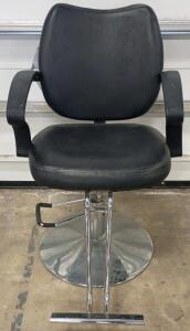 Hydraulic Salon Chair, Black Synthetic Leather, 500 lbs Capacity, 360&deg; Swivel