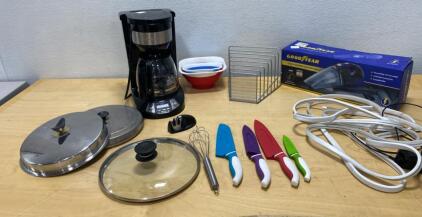 Mixed Lot &ndash; Black & Decker Coffee Maker, Goodyear 12V Car Vacuum, Kitchen Tools, Power Strips ( All Power On )