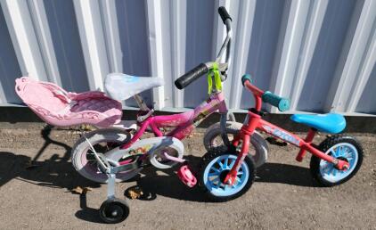 (Pink) 12.5" True Princess Childrens Bike (Red) ~6" Zycom Childrens Bike