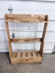 Freestanding 6-Gun Solid Wood Rack with Locking Storage Drawer, 43"x31"x10", Natural Finish