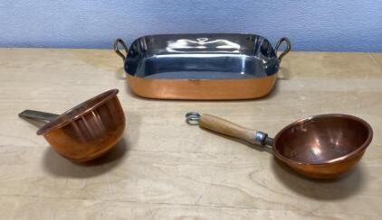 Vintage Atlas Metal Spinning Co. Copper Cookware Set &ndash; Roasting Pan & Saucepans