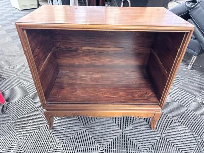 Vintage Wooden Open Cabinet with Cabriole Legs, Medium Brown Finish, 32"x18"x32"