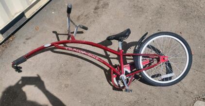 Red Single-Speed Trailer Bike with 20" Wheel and Seatpost Hitch