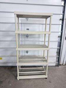 5-Tier Plastic Utility Shelving Unit, 36"x18"x72", Beige, Ventilated, Garage or Basement Storage