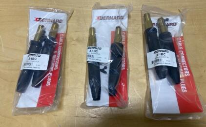 (3) Bernard 2-1BC Whip Connector, 2/0 to 4/0 AWG Compatibility, New in Package-