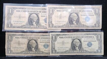 1957 & 1957B $1 Silver Certificates &ndash; 4 Notes, Blue Seal, Dillon/Granahan & Priest/Anderson Signed