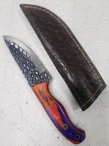 (1) Fixed Blade Cold Steel Utility Knife With Wood Handle And Sheath