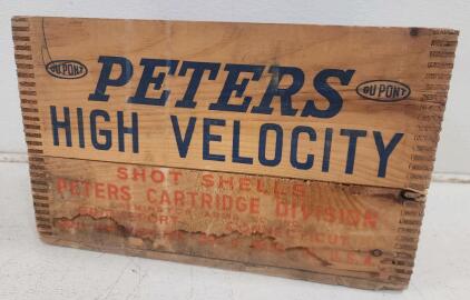 (1) Vintage Peters High Velocity Wood Ammo Box 12 Ga 6 Shot Ammunition Crate