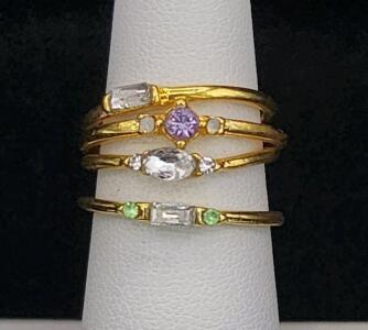 (4) Size 5.5-6.5 Assorted Gold Plated Rings