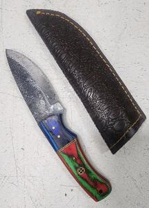 (1) Fixed Blade Cold Steel Utility Knife With Wood Handle And Sheath