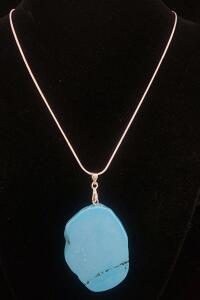 (1) Turquoise Freeform Slice 24" Necklace