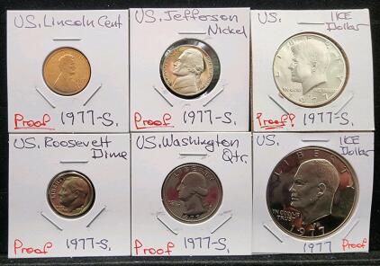 1977-S U.S. Proof Coin Collection Set of 6