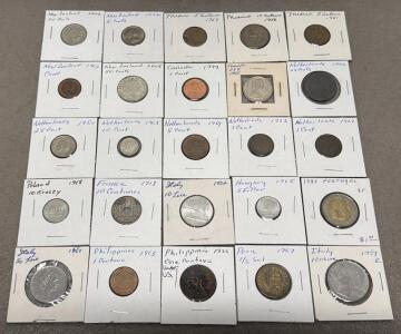 World Coin Collection &ndash; 25 Coins, 1918&ndash;2006, New Zealand, France, Netherlands, Italy, Canada, Portugal