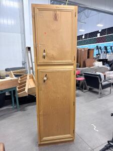 Tall 2-Door Wood Pantry Cabinet, Light Natural Finish, Decorative Ceramic Knobs, 84"x24"x18"