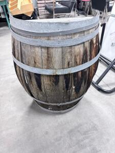 Half Barrel Planter, Oak Wood, 26" Diameter x 17" Height, Weathered Finish