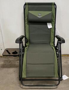 Timber Ridge Zero Gravity Lounger, Green/Black, 350 lb Capacity, Adjustable Recline, Side Table 45"x27"x45"