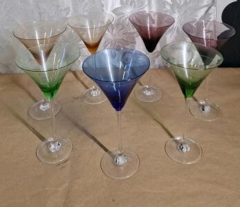 Set Of (7) LENOX - Tuscany Seasons Pastel Martini Glasses