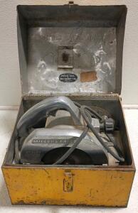 Millers Falls G46 6" Circular Saw with Metal Case and Extra Blade, Vintage Cast Aluminum Tool