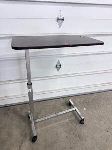 Adjustable Overbed Table with 30" x 15" Laminated Top and H-Base Design