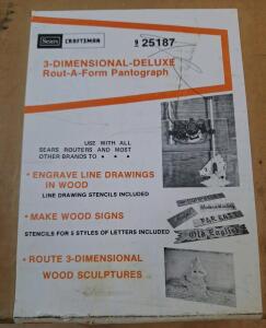 (1) Vintage Sears Craftsman 3-Dimensional Deluxe Rout-A-Form Pantograph Set, Model-25187.