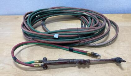 Oxy-Acetylene Torch and Hose Set, 50 ft Twin Hoses, Brass Quick Connect Fittings